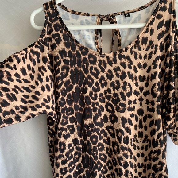 Sexy animal print shirt cold shoulder size M - Picture 3 of 3